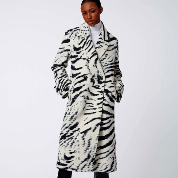 NWT BERNARDO TIGER PRINT PEACOAT - Picture 1 of 12